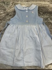 Vintage Y2K Oshkosh B  Gosh Denim Dress 100 Cotton Size 4 Girls Blue Floral
