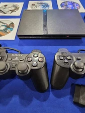  Sony Playstation 2 PS2 Slim SCPH-70012 Console Bundle 2 Controllers & 4 Games.
