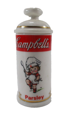 VTG 1995 Campbell's Soup Ceramic Parsley Spice Jar, 4'', Danbury Mint Replacement