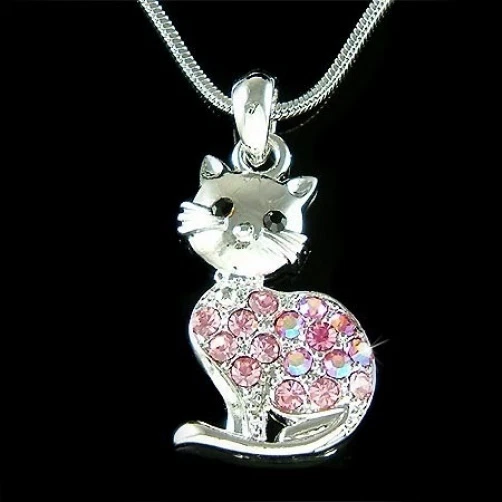 Swarovski crystal cat necklace deals