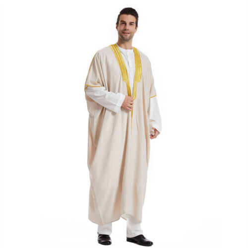 Men Thobe Jubbah Islamic Jubba Dishdash Muslim Abaya Kaftan Daffah Saudi Kimono - Picture 43 of 165