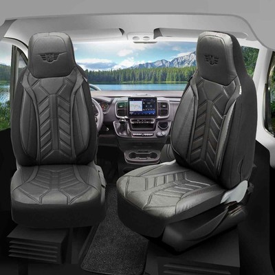 Pilot Wohnmobil Leder Sitzbezüge passend für Hymer ML-T 580 (Schwarz-Anthrazit)