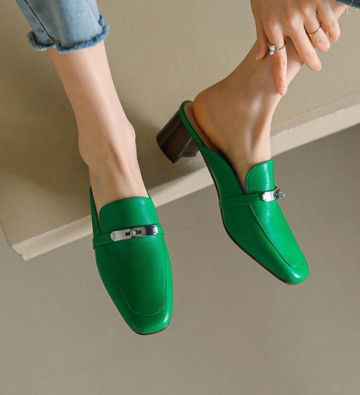 PANTOFOLA D’ORO Sandali donna pelle scarpe slip on punta chiusa tacco senza schienale ciabatte mules