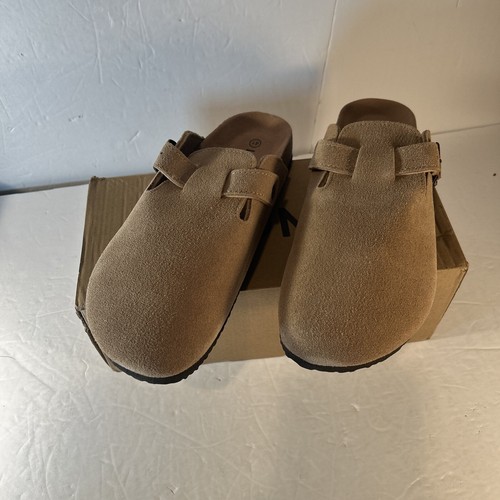 Kidmi Suede Sandal Clogs Taupe Women’s Size 9 Slip-On Buckle
