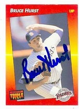 Bruce Hurst autographed baseball card (Padres) 1992 Donruss Triple Play #57 (67)