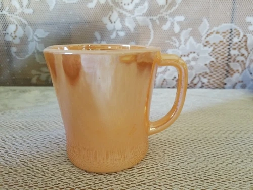 Fire-King Peach Luster D Handle Coffee Mug Tea Cup Vintage