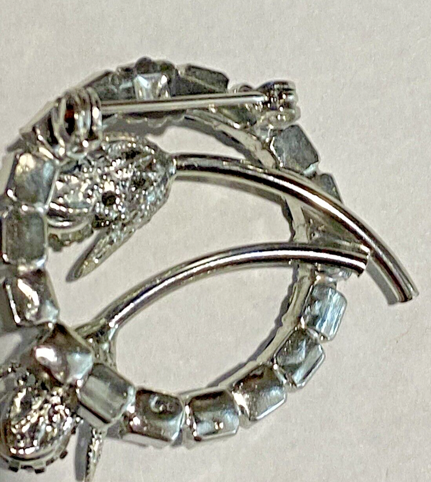 Stunning Vintage Blue Rhinestone Tulip Filigree Brooch & Clip Earrings