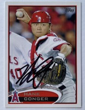 Hank Conger Signed Topps #597 2012 Card Los Angeles Angels Auto MLB RAD