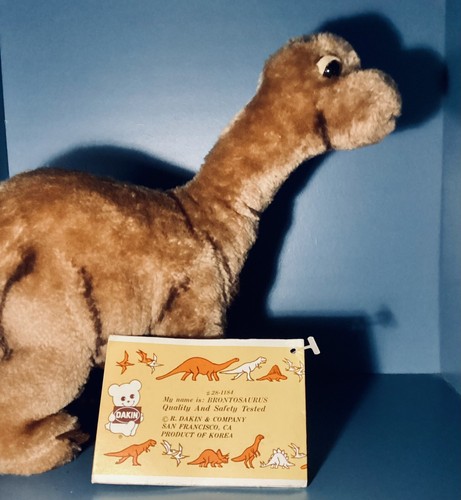 Vintage 1980 Dakin Brown Brontosaurus Dinosaur Prehistoric Pets New with Tag - Picture 6 of 11