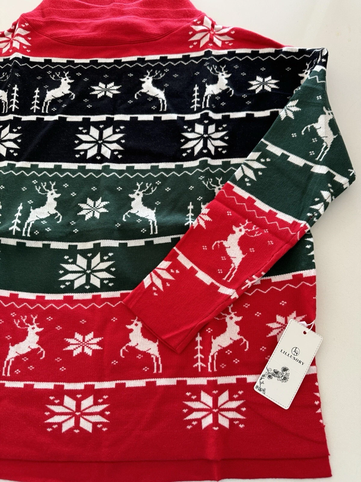 Ugly sweater Christmas snow Turtleneck Sweater oversized split hem Pullover top