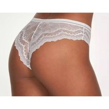 2-NEW Frederick's of Hollywood Caroline Lace Cheeky Panty Sz 1X White Silver NWT
