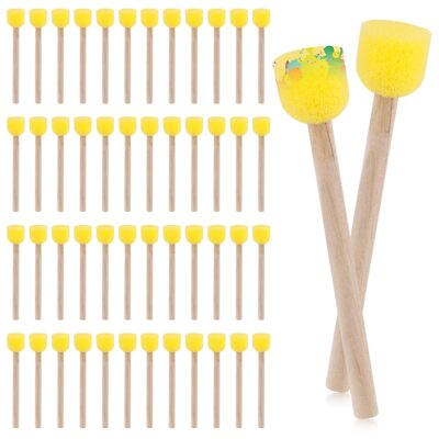 50pcs Round Painting Sponge Brush Set Foam Paint Brushes with Ergonomic Woode...