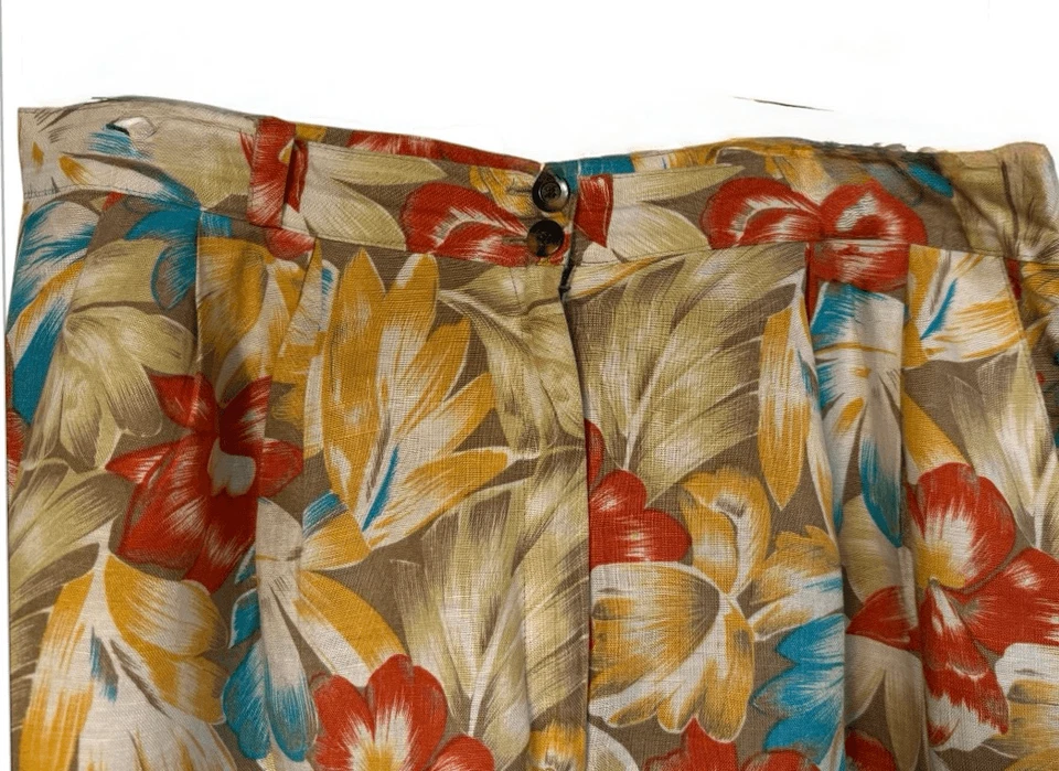 Shorts vintage de mistura de linho Chaus tamanho. 16 pregas de cintura alta Country Club Y2K - Imagem 3 de 4