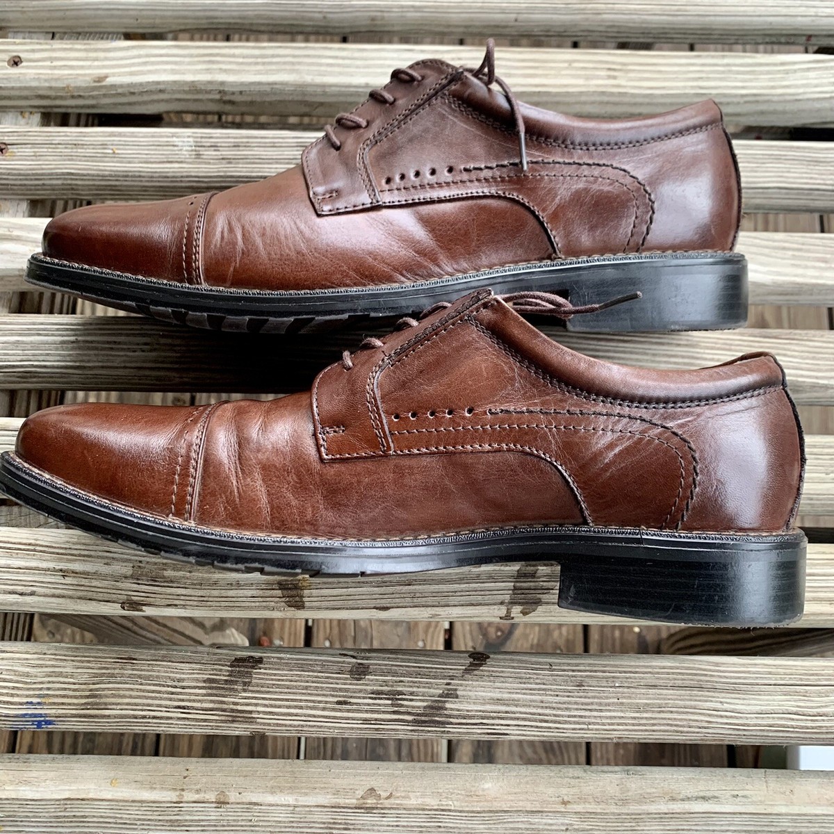 Dockers Prostyle Mens Pro Style Brown Leather Oxford Dress  display picture 1