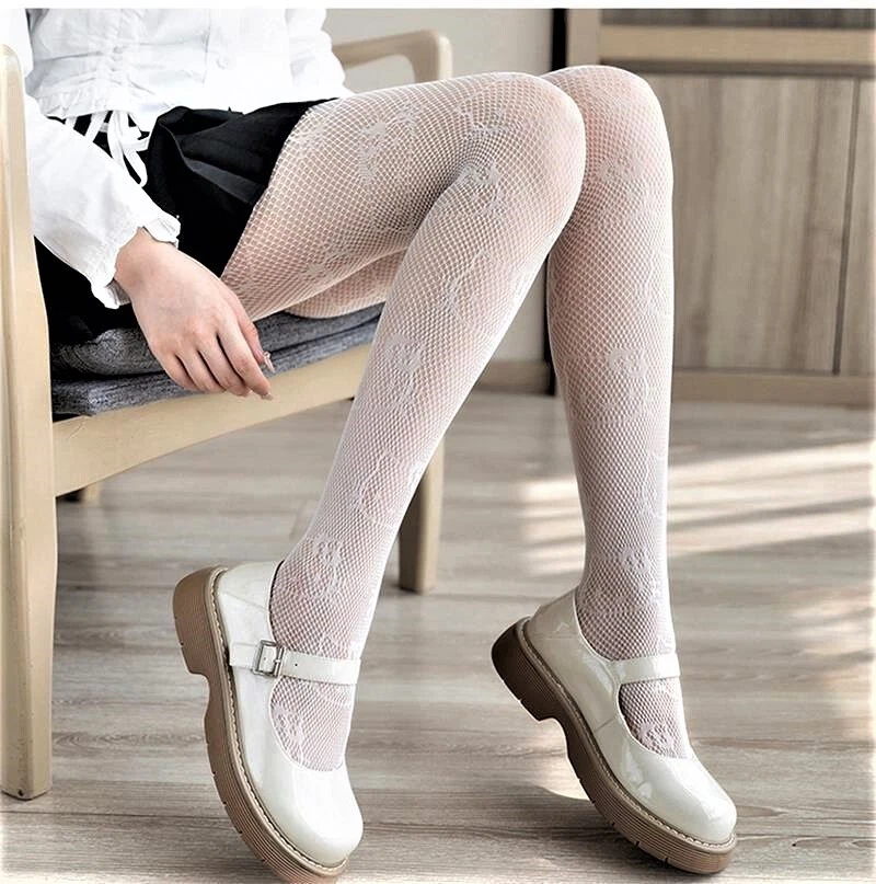 hello kitty fishnet tights cat pattern white japan one size 6 8 10 12 14