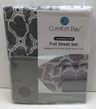 Comfort Bay Full 4- Piece Sheet Set- Chose Design, Free Shipping