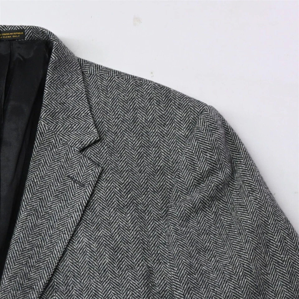 Blazer chaqueta deportiva abrigo 44R gris espiga lana de cordero merino tweed para hombre 44R Foto 2 de 4