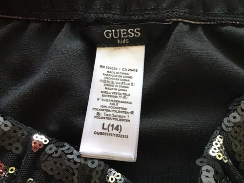 Guess Girl’s Black & Silver Sparkly Skirt with Elastic Waist Size 14 - Picture 3 of 3