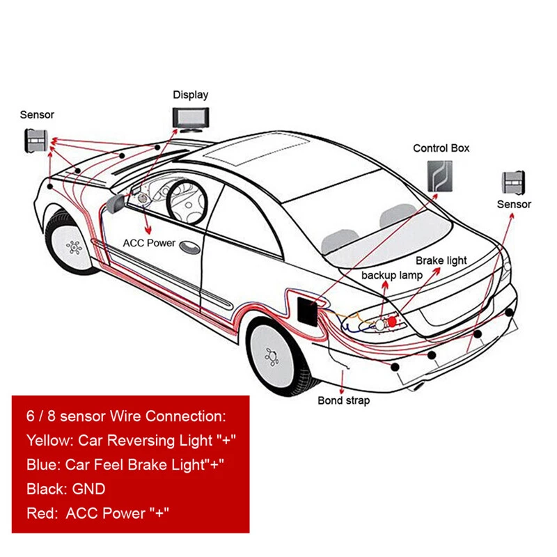 LED Parking Sensor With 8 Sensors Reverse Backup CarParking Radar Monitor System - Image 3 of 4