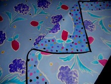 USA Silk Scarf Crepe Lavender Pink Purple Parisian Floral Plump Rolled Hem Vtg