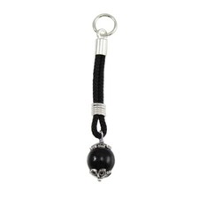 Lucky Sardinian Filigree Silver Keychain on Black Onyx Coccu