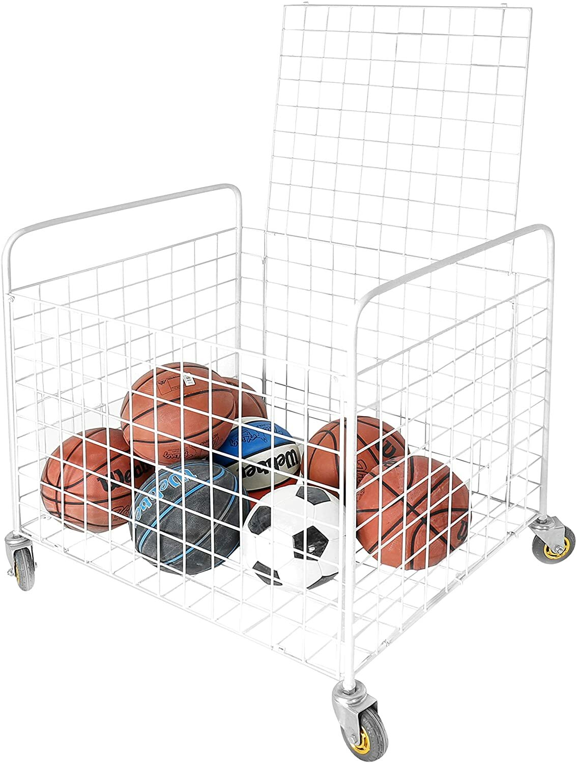 Metal Rolling Multi Sports Ball Storage Hopper & Basketball