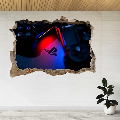 Playstation Controller Konsole 3D zertrümmerte Ansicht Wandaufkleber Poster Aufkleber A300