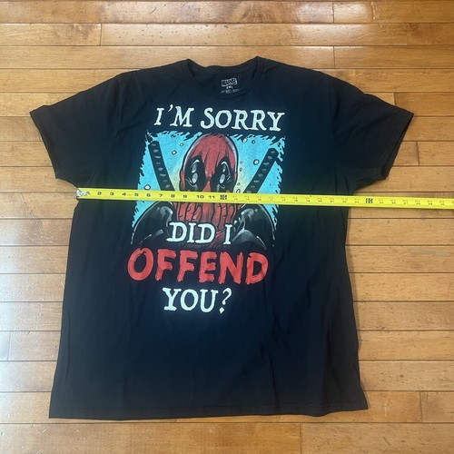 Marvel Deadpool T-Shirt Mens Size 2XL Black Crew neck I'm Sorry Did I Offend You - Picture 3 of 4