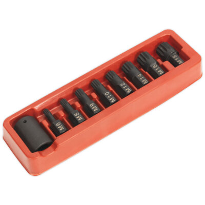 Sealey AK5611 Impact Spline Bit & Holder Set 9pc 1/2''Sq Drive