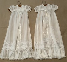 Set Of 2 Girls Christening Dresses 1980  s Long With Lace Trim  Ribbons