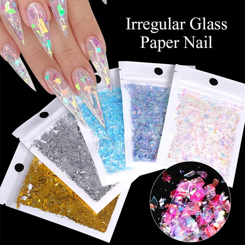 Candy Nail Sequins Irregular Colorful White Iridescent Glitter for Nail  Sequins.