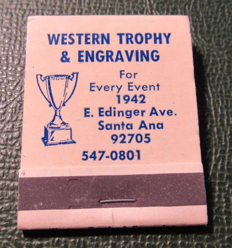 Matchbook Western Trophy Engraving Santa Ana CA FULL eBay