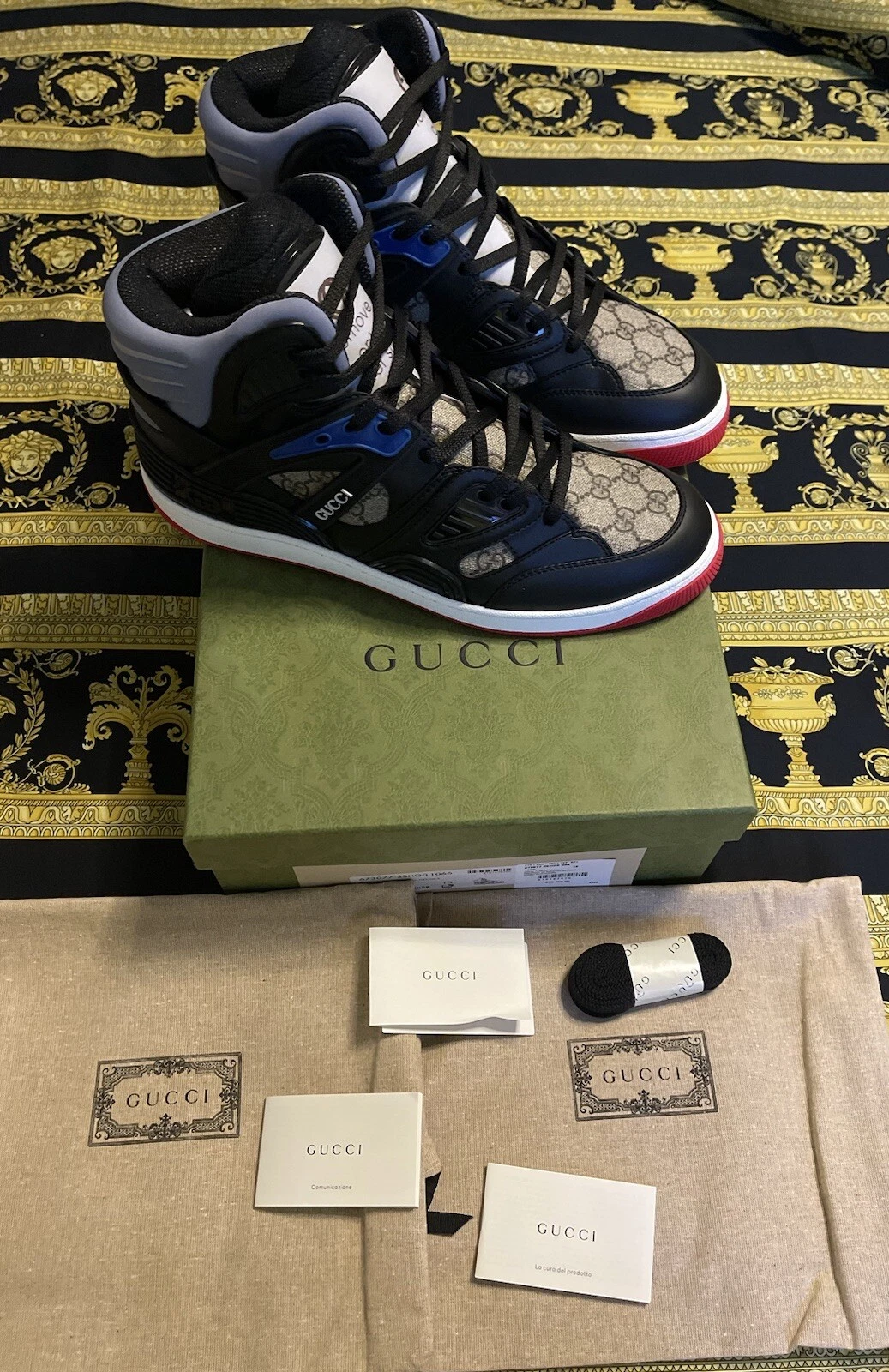 Baskets panier neuves 100 % authentiques Gucci noir logo Demetra GG 673077 G 14,5 US 15