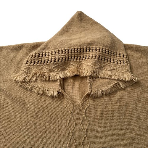 Paparazzi Poncho Pullover Damen OS Kapuze Strick Fransen beige Knopf Akzent Boho - Bild 5 von 14