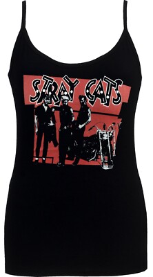 Stray Cats Damen Spaghettiriemen Tank Top 80er Rockabilly Revival Motorrad