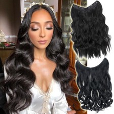 Invisible Wire One Piece Clip in Hair Extensions Real Natural as Remy Human Wavy