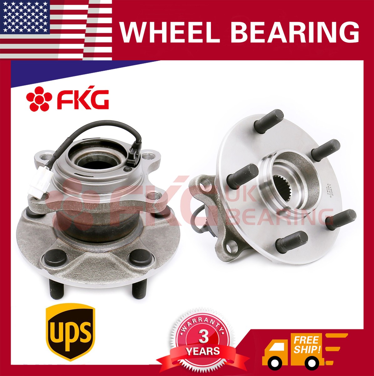 2) Rear Wheel Bearing Hub for 2007 - 2010 2011 2012 2013