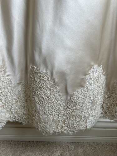 100% Silk Paloma Blanca A-line Strapless Ivory Beige Sash Wedding Dress Sz 10 - Picture 5 of 16