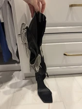 GIUSEPPE ZANOTTI Demode 105 Crystal-Embellished Satin Sandals NWT