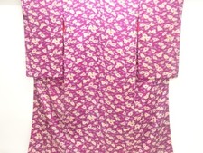 7478010: JAPANESE KIMONO / ANTIQUE KIMONO / SILK / KINSHA / KIKU ORIGAMI CRANE