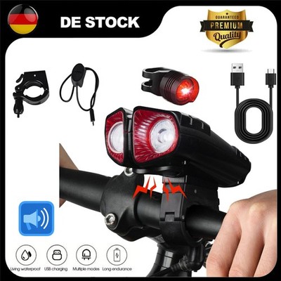 Fahrradlicht LED SET wiederaufladbar wasserdicht Frontlicht + Rücklicht NEU.