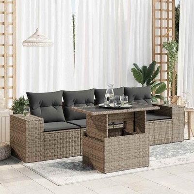 Gartenmöbel Sofa Garnitur Sitzgruppe Lounge 5-tlg. Schwarz Poly Rattan vidaXL