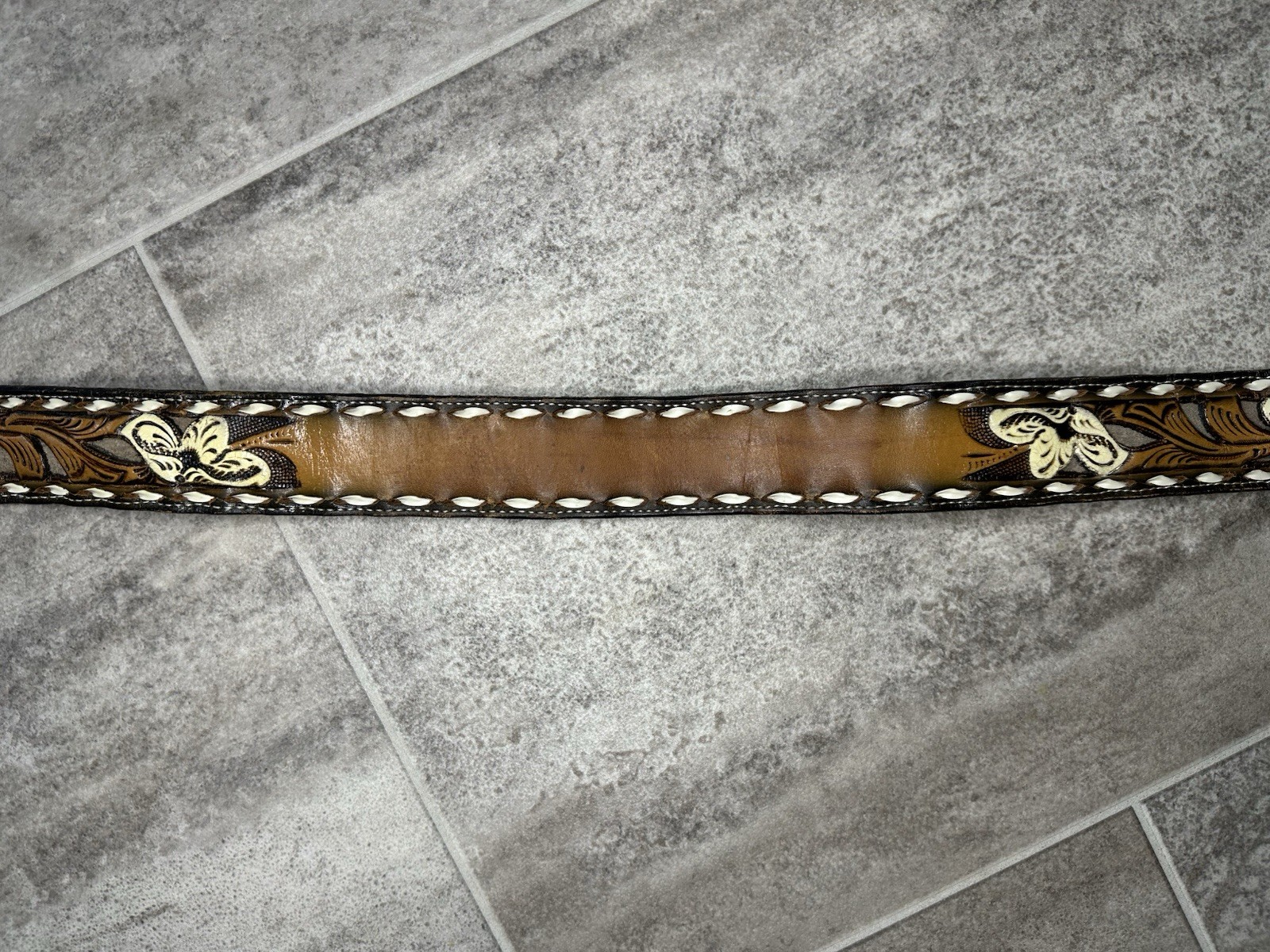 Kona Kut by Nocona Belt Co Tooled Leather Belt  Western B 225 32 Men’s Size 32