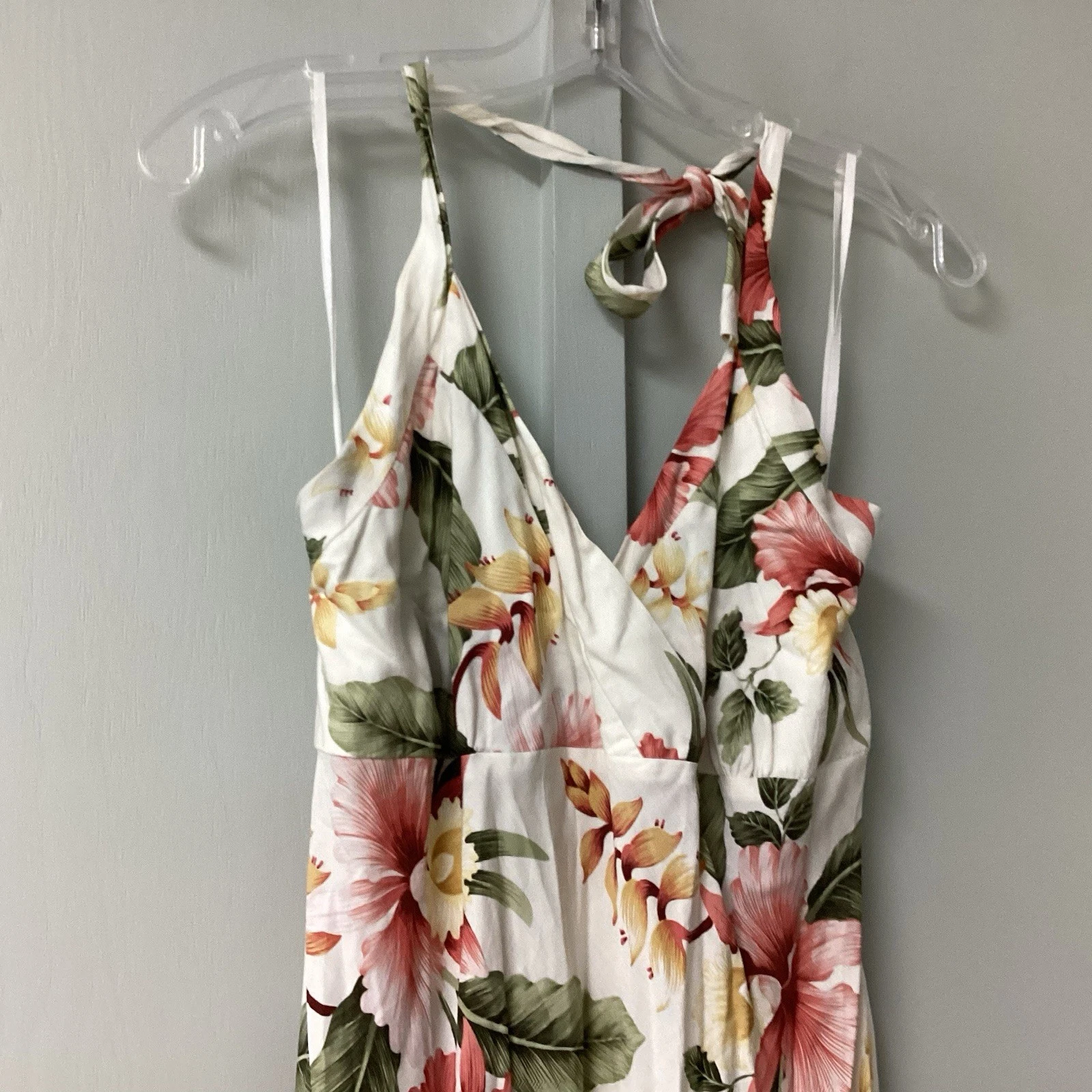 PALM ANGELS Maxi abito estivo hawaiano rayon taglia media due palme reggicalze scollo a cuore