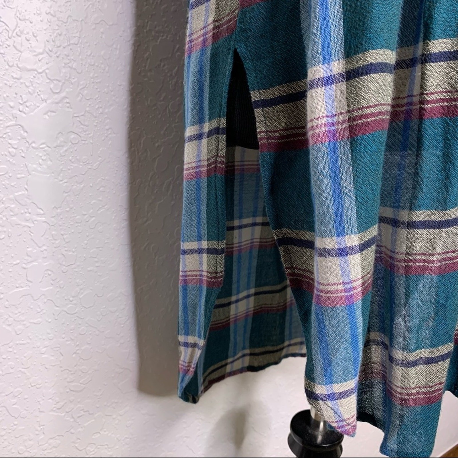 Anthropologie Akemi + Kin Lucie blue green plaid button down tunic size XS image 7