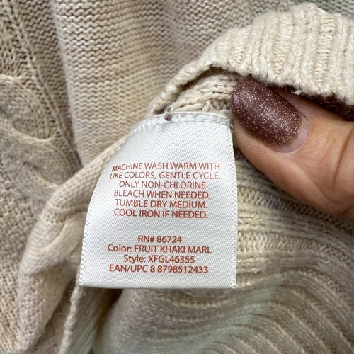 Faded Glory Sweater Women's XL Fruit Khaki Marl Cotton Acrylic - Picture 3 of 11