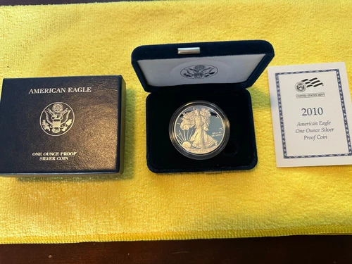 2010-W $1 AMERICAN SILVER EAGLE PROOF  1 oz .999 GEM PROOF w/OGP & COA