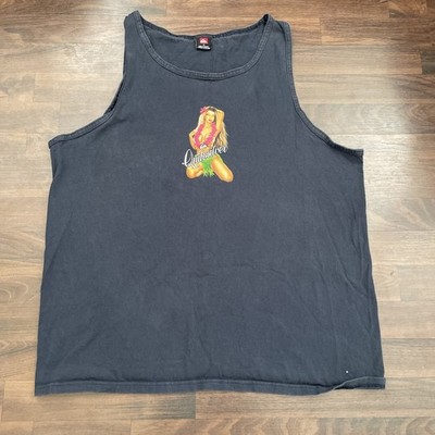 Vintage Quiksilver Aloha Hula Girl Graphic Tank Top XL Surf Skate Y2K Black RARE
