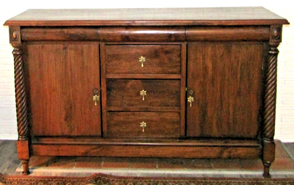 Aparador clássico American Empire mogno chama 2 portas 6 gavetas por volta de 1860 - Imagem 3 de 4
