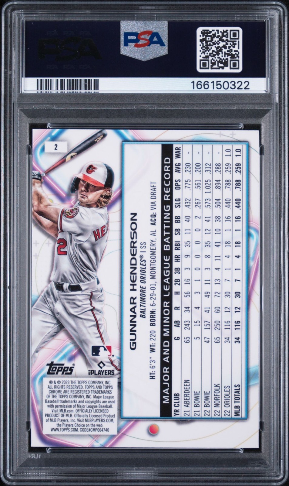 2023 Topps Cosmic Chrome - Gunnar Henderson #2 (RC) PSA 10 view 2